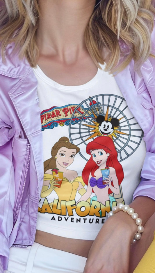 Belle & Ariel YELLOW CUP ✨Baby Tee✨